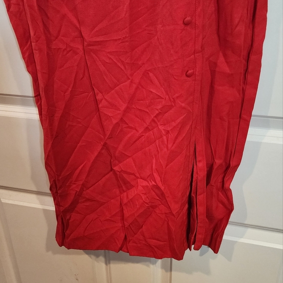 Jennifer James vintage elegant red short sleeve midi dress with tied back 10 - Picture 3 of 5